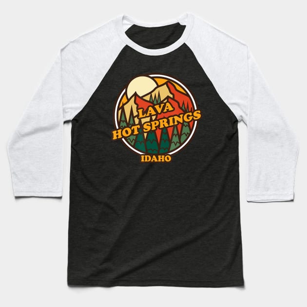 Vintage Lava Hot Springs, Idaho Mountain Hiking Print Baseball T-Shirt by crowominousnigerian 